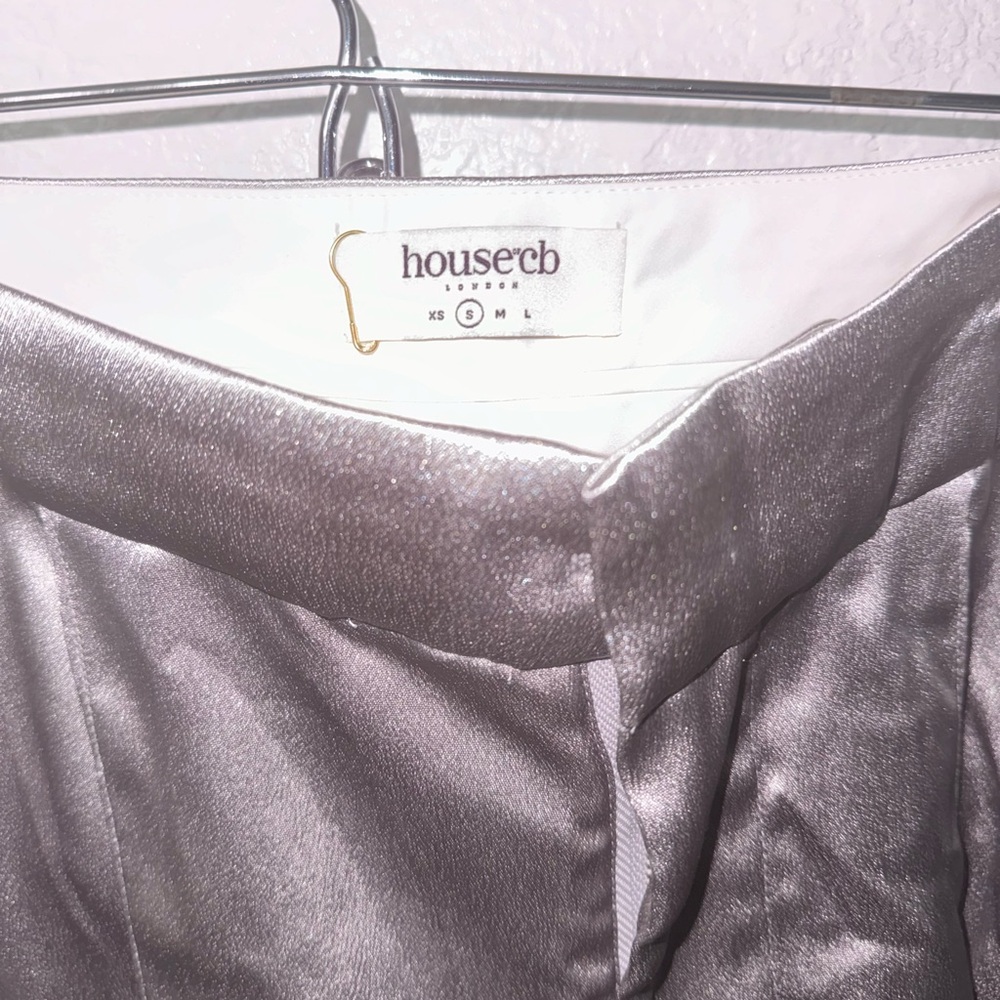 House of CB Alivia Grey Satin Loose Fit Trousers - Picture 5 of 7